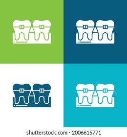 Braces Flat four color minimal icon set