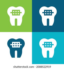 Braces Flat four color minimal icon set
