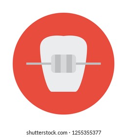 Braces flat icon. You can be used braces icon for several purposes like: websites, UI, UX, print templates, promotional materials, info-graphics, web and mobile phone apps.