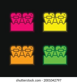 Braces four color glowing neon vector icon