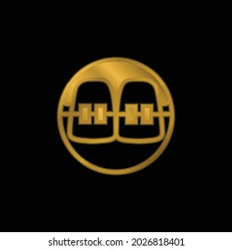 Braces gold plated metalic icon or logo vector