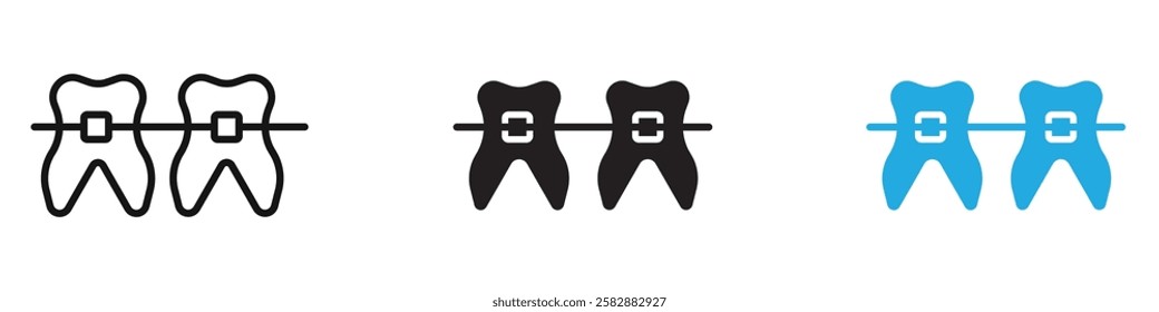 Braces icon black white vector outline