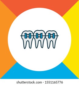 Braces icon colored line symbol. Premium quality isolated dentition element in trendy style.