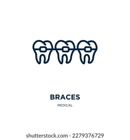 braces icon from medical collection. Thin linear braces, medical, human outline icon isolated on white background. Line vector braces sign, symbol for web and mobile