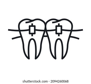 braces icon, orthodontic teeth icons. Vector design.
