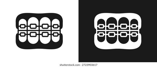 Colchetes Ícone Definir Glifo Em Plano De Fundo Branco E Preto