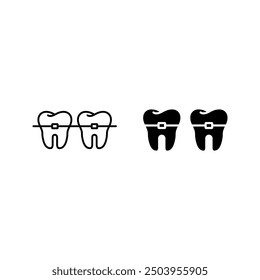 Braces icon set, Stomatology Dental care color editable