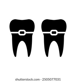 Braces icon, Stomatology Dental care color editable