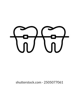 Braces icon, Stomatology Dental care color editable