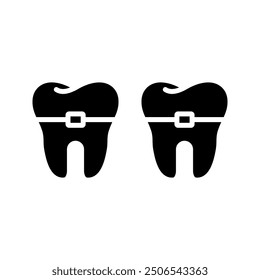 Braces icon, Stomatology Dental care color editable