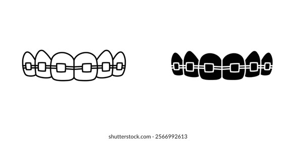 Braces icons in outline and fill. vector illustration for ui.