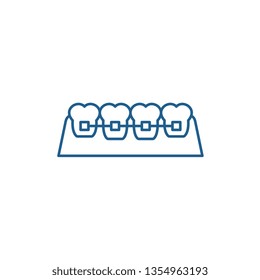 Braces line icon concept. Braces flat  vector symbol, sign, outline illustration.