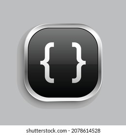 braces line icon design. Glossy Button style rounded rectangle isolated on gray background. Vector illustration