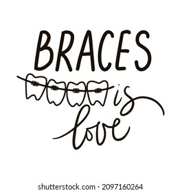 Braces is love, lettering quote Vector.
