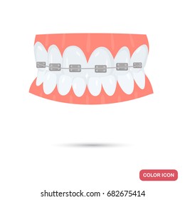 Braces on teeth color flat icon for web and mobile design