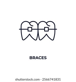 braces outline icon. Linear vector from medical concept. Thin line braces icon isolated on white background