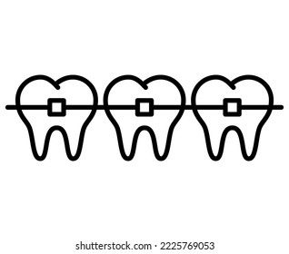 Braces outline icon. Teeth braces thin line art Vector illustration.