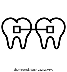 Braces outline icon. Teeth braces thin line art Vector illustration.