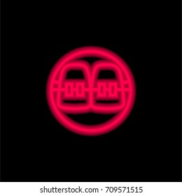 Braces red glowing neon ui ux icon. Glowing sign logo vector