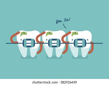 Braces teeth of dental healthcare ,Soldier of dental concept