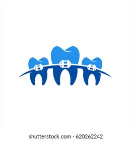 Braces teeth of dental healthcare vector icon
