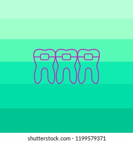 Braces. Los dientes arreglan un icono de línea para una infografía, un sitio web o una aplicación.