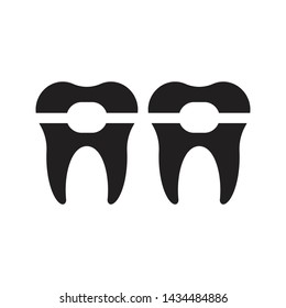 Braces Teeth Glyph Flat Vector Icon