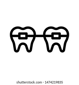 braces teeth thin line vector icon