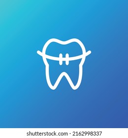 braces and tooth for dental care or dentistry logo design template