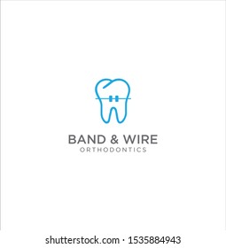 Braces Tooth Dental Care Logo . Tooth Dental Wire Orthodontic Logo Design Stock Vector . Dental Logo Design .