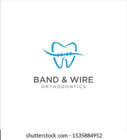 Braces Tooth Dental Care Logo . Tooth Dental Wire Orthodontic Logo Design Stock Vector . Dental Logo Design .