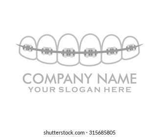 Braces Tooth Dental Care Vector Logo Icon Image