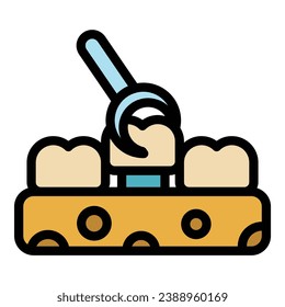 Braces tooth implant icon outline vector. Care oral. Dentist care color flat