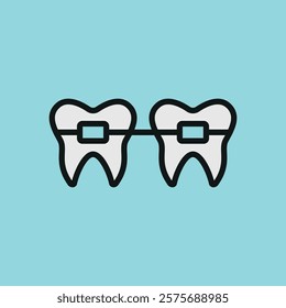 Braces tooth medical icon, designed with clean lines and modern simplicity, ideal for orthodontic clinics, dental care apps, or educational materials about oral health