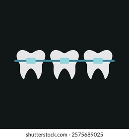 Braces tooth medical icon, designed with clean lines and modern simplicity, ideal for orthodontic clinics, dental care apps, or educational materials about oral health