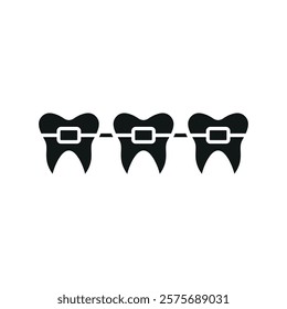 Braces tooth medical icon, designed with clean lines and modern simplicity, ideal for orthodontic clinics, dental care apps, or educational materials about oral health