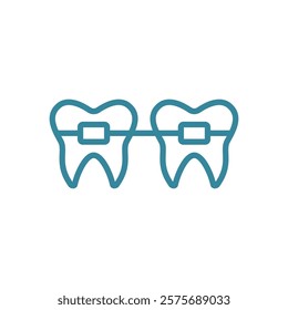 Braces tooth medical icon, designed with clean lines and modern simplicity, ideal for orthodontic clinics, dental care apps, or educational materials about oral health