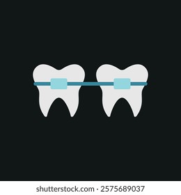 Braces tooth medical icon, designed with clean lines and modern simplicity, ideal for orthodontic clinics, dental care apps, or educational materials about oral health