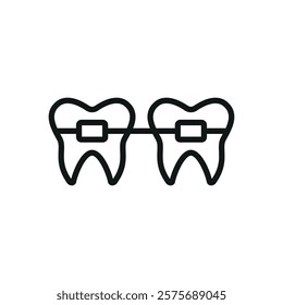 Braces tooth medical icon, designed with clean lines and modern simplicity, ideal for orthodontic clinics, dental care apps, or educational materials about oral health