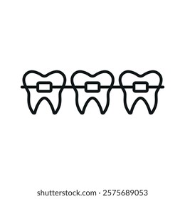 Braces tooth medical icon, designed with clean lines and modern simplicity, ideal for orthodontic clinics, dental care apps, or educational materials about oral health