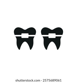 Braces tooth medical icon, designed with clean lines and modern simplicity, ideal for orthodontic clinics, dental care apps, or educational materials about oral health