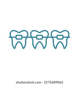 Braces tooth medical icon, designed with clean lines and modern simplicity, ideal for orthodontic clinics, dental care apps, or educational materials about oral health