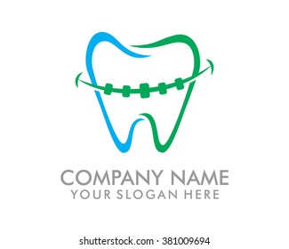 braces tooth teeth dent dentist dental medical image logo vector