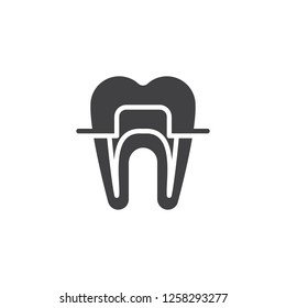 Braces tooth vector icon. filled flat sign for mobile concept and web design. Dental braces simple solid icon. Symbol, logo illustration. Pixel perfect vector graphics