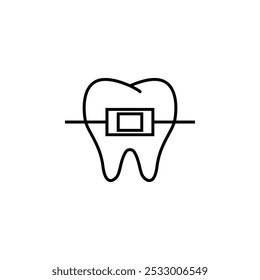 Braces vector icon. Dental care. Dentistry. Customizable thin line illustration. editable stroke.