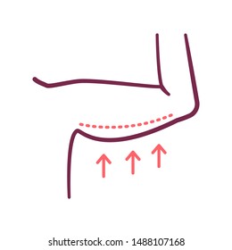 Brachioplasty Color Line Icon. Arm Lift Concept. Plastic Body Surgery. Sign For Web Page, Mobile App, Banner, Social Media. Editable Stroke.