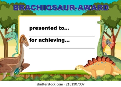 Brachiosaur award design with many dinosaurs illustration