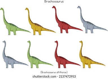 Brachiosaurus in different colors illustration