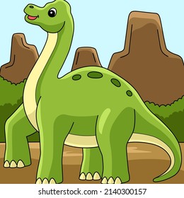 Brachiosaurus Dinosaur Animal Colored Cartoon 