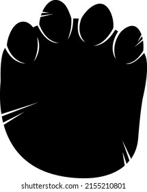 Brachiosaurus Dinosaur Black Paw Silhouette With Claws Print Logo Design. Vector Hand Drawn Illustration Isolated On White Background